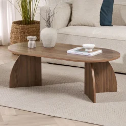 Emob Couchtisch Melina - 100% MELAMINE - Walnuss - 40 x 60 x 120 cm