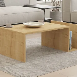 Emob Couchtisch Memo - 100% MELAMINE - Saphireiche - 86,8 x 32,4 x 50 cm