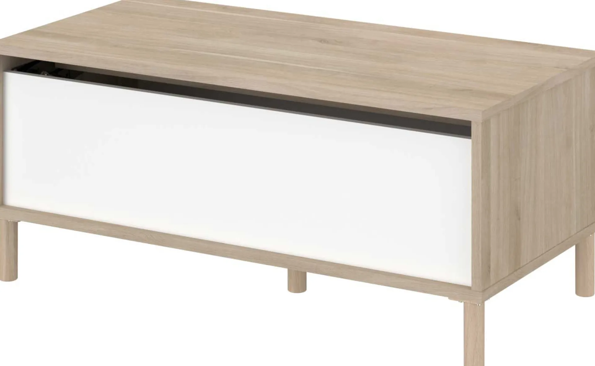 Parisot Couchtisch Morpheus - 100x50x44-65cm - mit Ablage - Eiche Dekor/Weiß