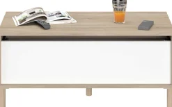 Parisot Couchtisch Morpheus - 100x50x44-65cm - mit Ablage - Eiche Dekor/Weiß