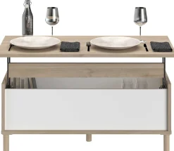 Parisot Couchtisch Morpheus - 100x50x44-65cm - mit Ablage - Eiche Dekor/Weiß
