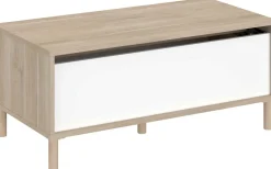 Parisot Couchtisch Morpheus - 100x50x44-65cm - mit Ablage - Eiche Dekor/Weiß