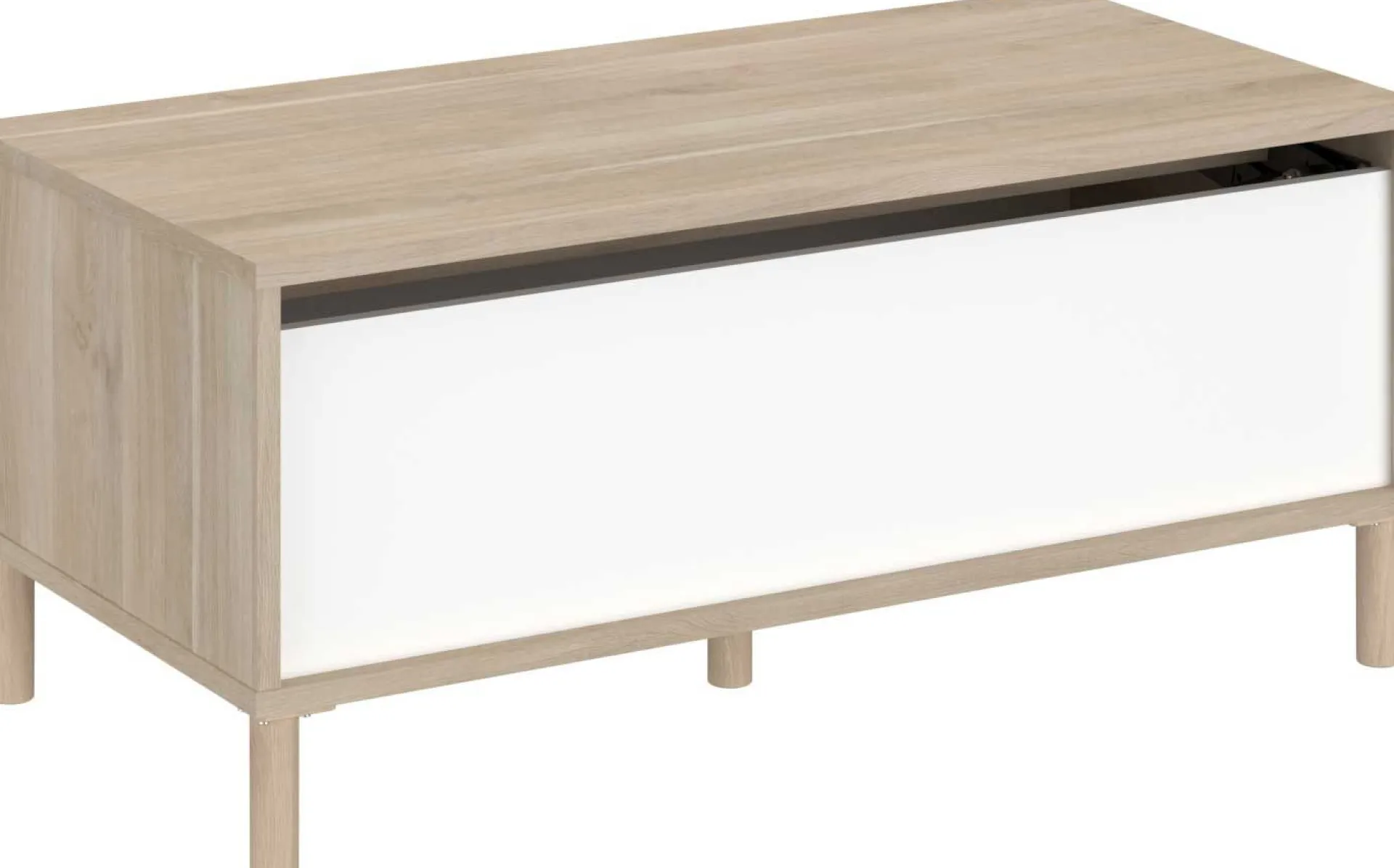 Parisot Couchtisch Morpheus - 100x50x44-65cm - mit Ablage - Eiche Dekor/Weiß