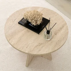 Emob Couchtisch Mushroom - 100% MELAMINE - Travertin - 60 x 40 x 60 cm