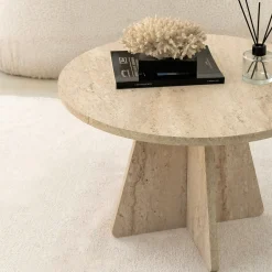 Emob Couchtisch Mushroom - 100% MELAMINE - Travertin - 60 x 40 x 60 cm