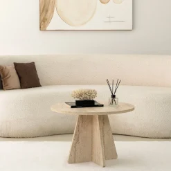 Emob Couchtisch Mushroom - 100% MELAMINE - Travertin - 60 x 40 x 60 cm