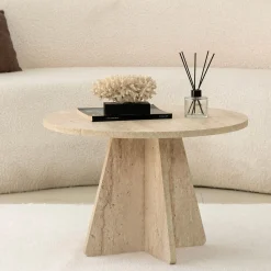 Emob Couchtisch Mushroom - 100% MELAMINE - Travertin - 60 x 40 x 60 cm
