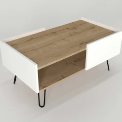 Emob Couchtisch Nina - 100x55x45cm - mit Ablage - Eiche Dekor/Weiß