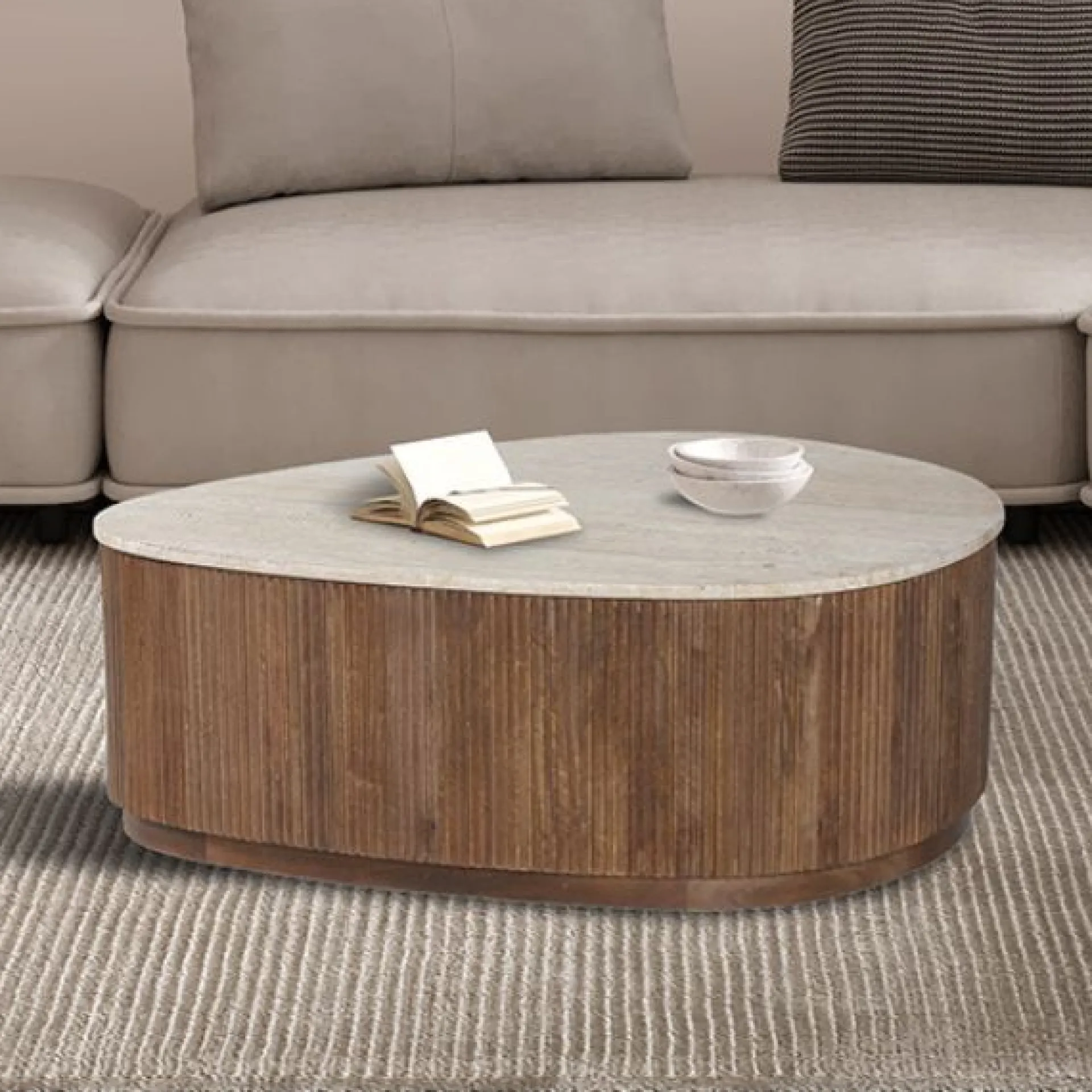 Rousseau Couchtisch Nolan | 100 x 80 x 35 cm | Design Travertin