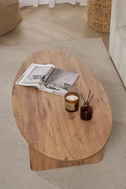 Emob Couchtisch Orba - 100% MELAMINE - Atlantik-Kiefer - 40 x 65 x 120 cm