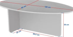 Emob Couchtisch Orba - 100% MELAMINE - Travertin - 40 x 65 x 120 cm
