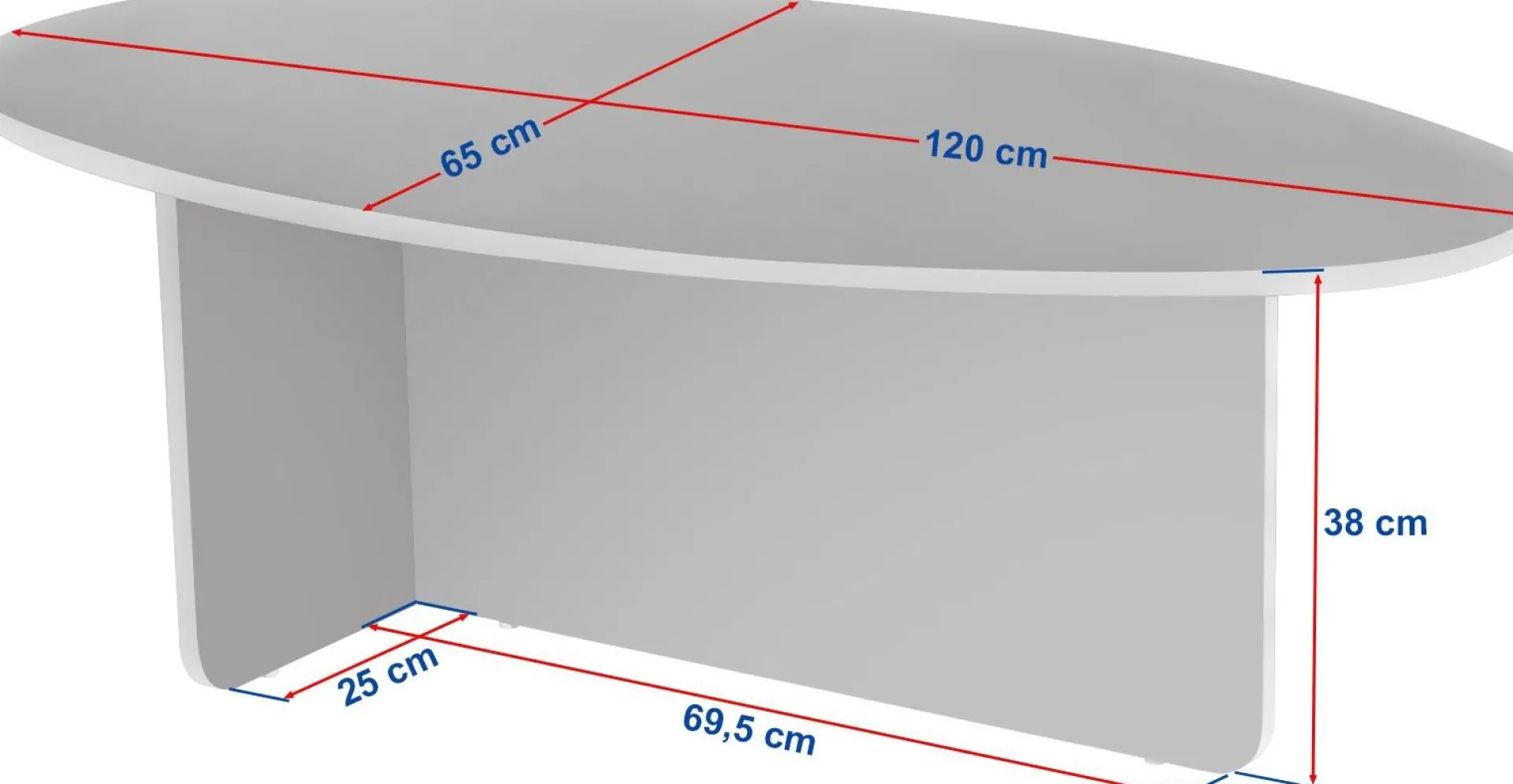 Emob Couchtisch Orba - 100% MELAMINE - Travertin - 40 x 65 x 120 cm