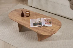Emob Couchtisch Ovalis - 100% MELAMINE - Atlantik-Kiefer - 40 x 65 x 130 cm