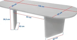 Emob Couchtisch Ovalis - 100% MELAMINE - Atlantik-Kiefer - 40 x 65 x 130 cm
