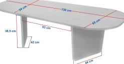 Emob Couchtisch Ovalis - 100% MELAMINE - Eiche - 40 x 65 x 130 cm