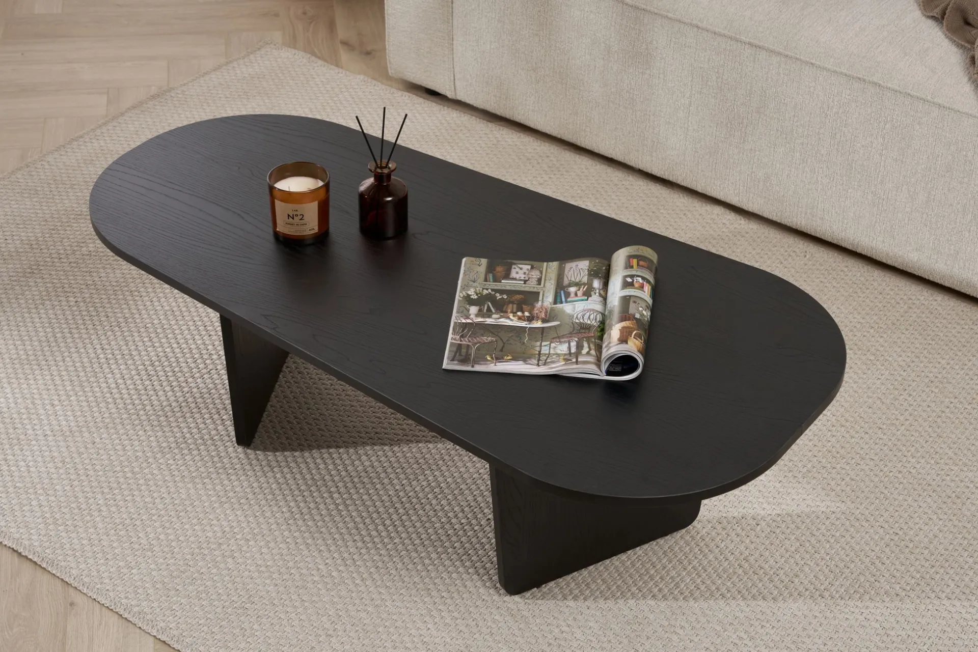 Emob Couchtisch Ovalis - 100% MELAMINE - Holz - 40 x 65 x 130 cm
