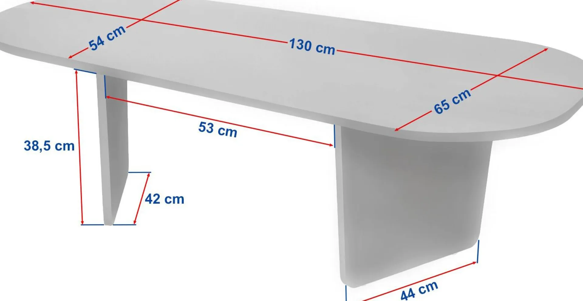 Emob Couchtisch Ovalis - 100% MELAMINE - Travertin - 40 x 65 x 130 cm