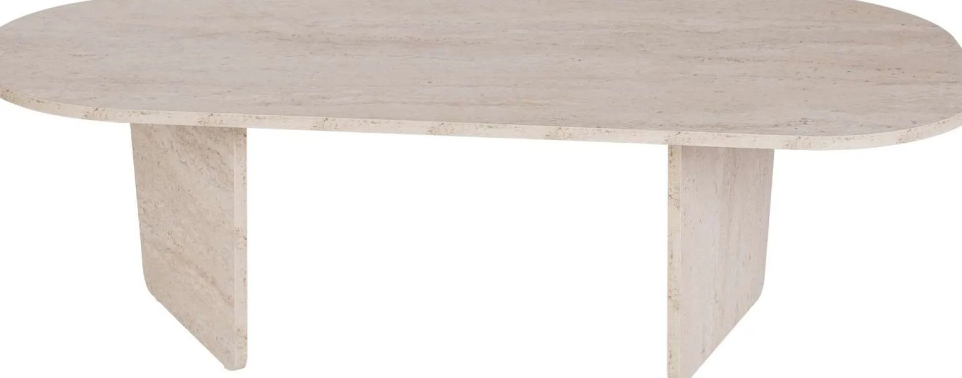 Emob Couchtisch Ovalis - 100% MELAMINE - Travertin - 40 x 65 x 130 cm