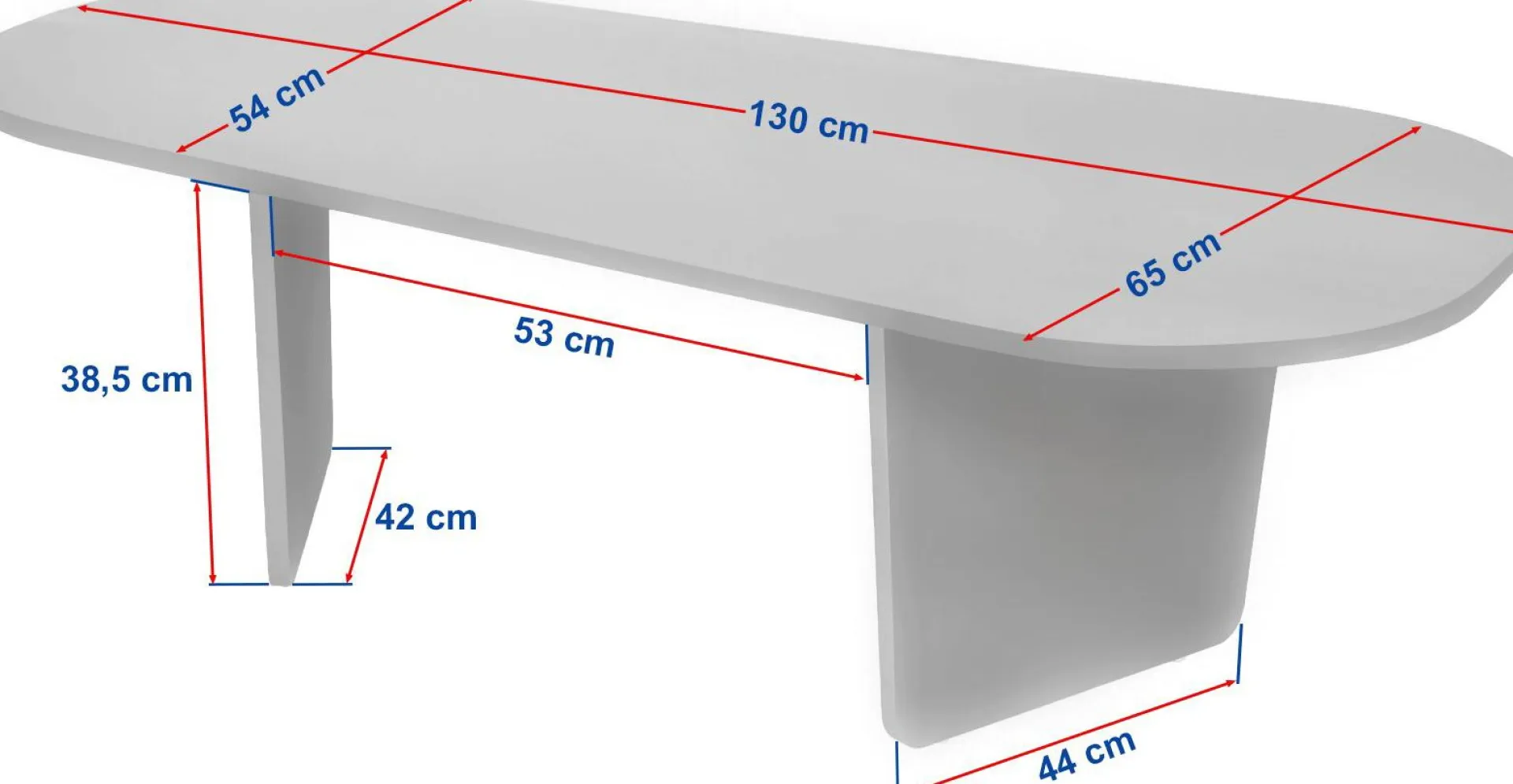 Emob Couchtisch Ovalis - 100% MELAMINE - Walnuss - 40 x 65 x 130 cm