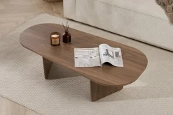 Emob Couchtisch Ovalis - 100% MELAMINE - Walnuss - 40 x 65 x 130 cm