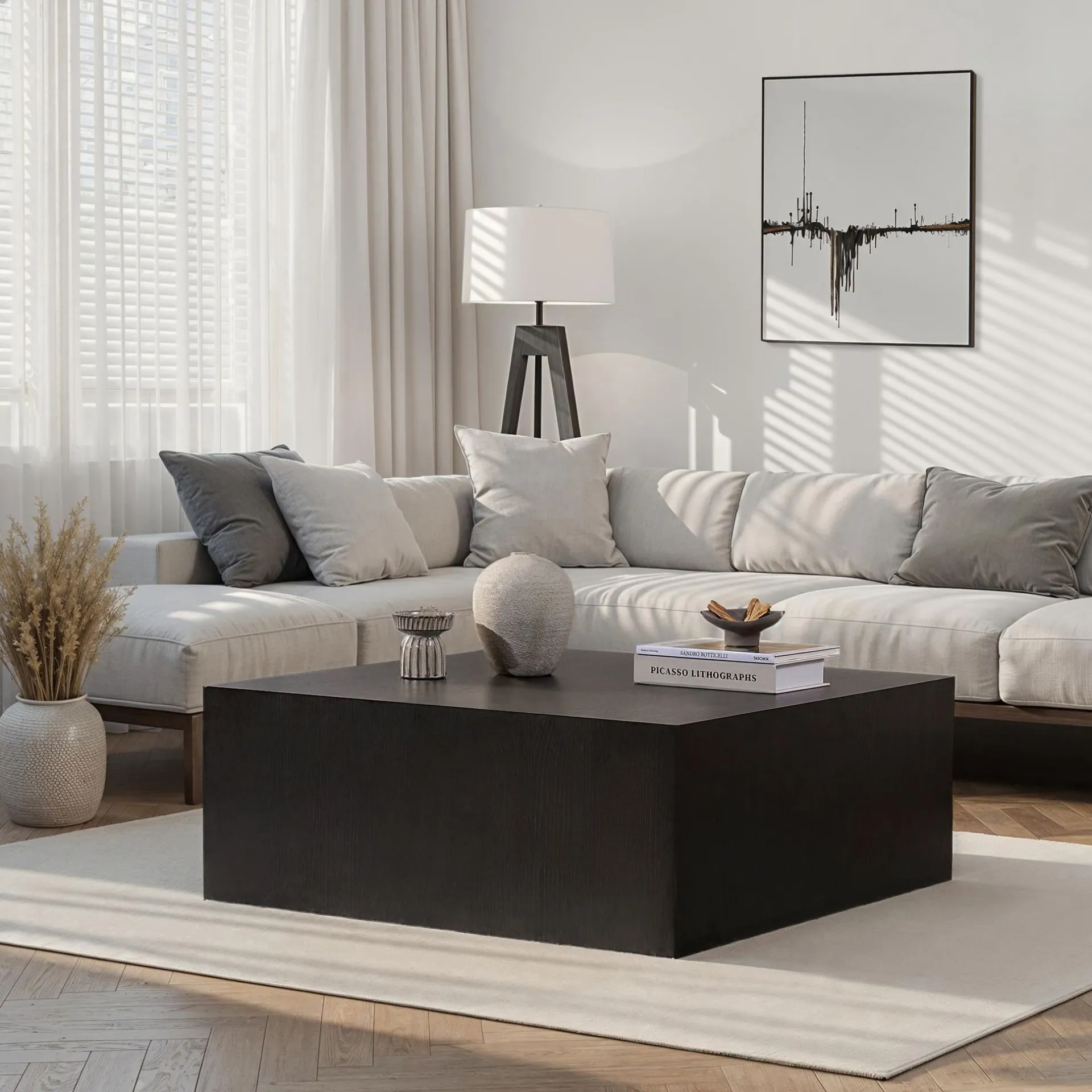 Emob Couchtisch Prizma - 100% MDF - Holz - 35 x 90 x 90 cm