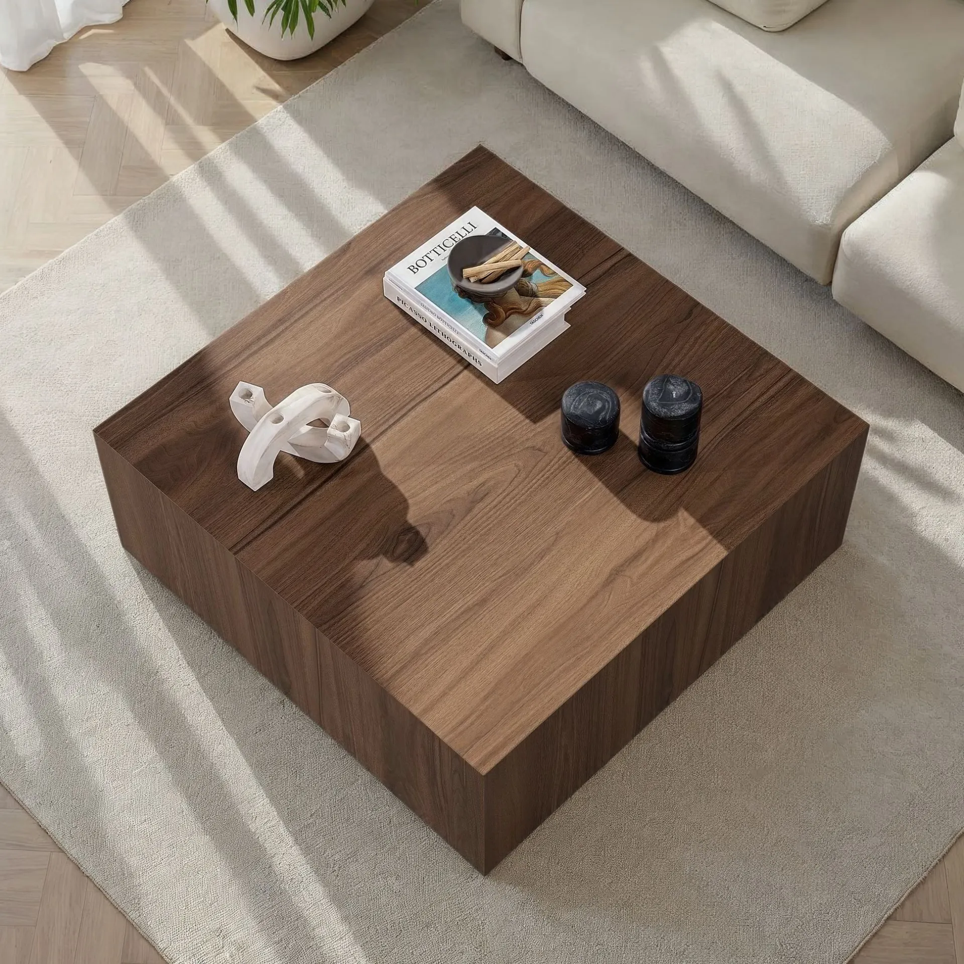 Emob Couchtisch Prizma - 100% MDF - Walnuss - 35 x 90 x 90 cm