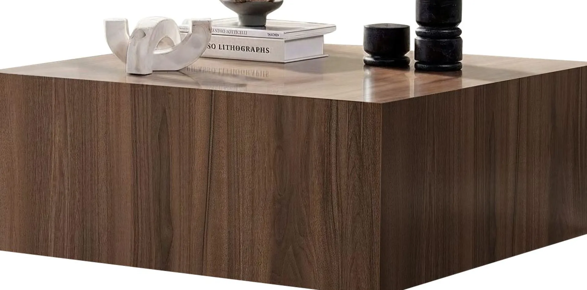 Emob Couchtisch Prizma - 100% MDF - Walnuss - 35 x 90 x 90 cm