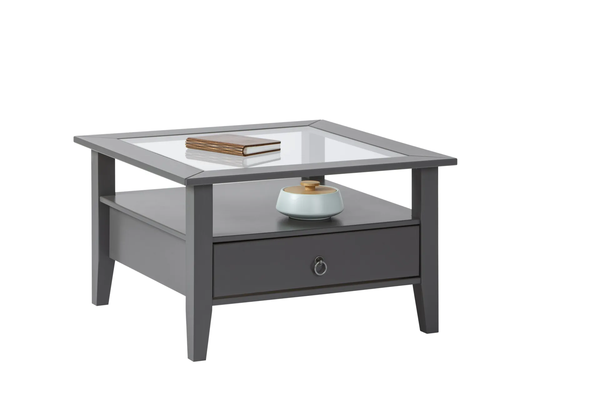 Interlink Couchtisch Provence | Melaminharzbeschichtung | 75 x 75 x 45 cm | Mit Ablageschublade | Farbe: