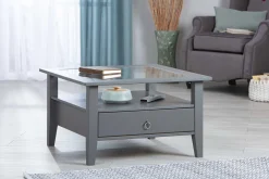 Interlink Couchtisch Provence | Melaminharzbeschichtung | 75 x 75 x 45 cm | Mit Ablageschublade | Farbe: