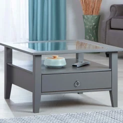 Interlink Couchtisch Provence | Melaminharzbeschichtung | 75 x 75 x 45 cm | Mit Ablageschublade | Farbe: