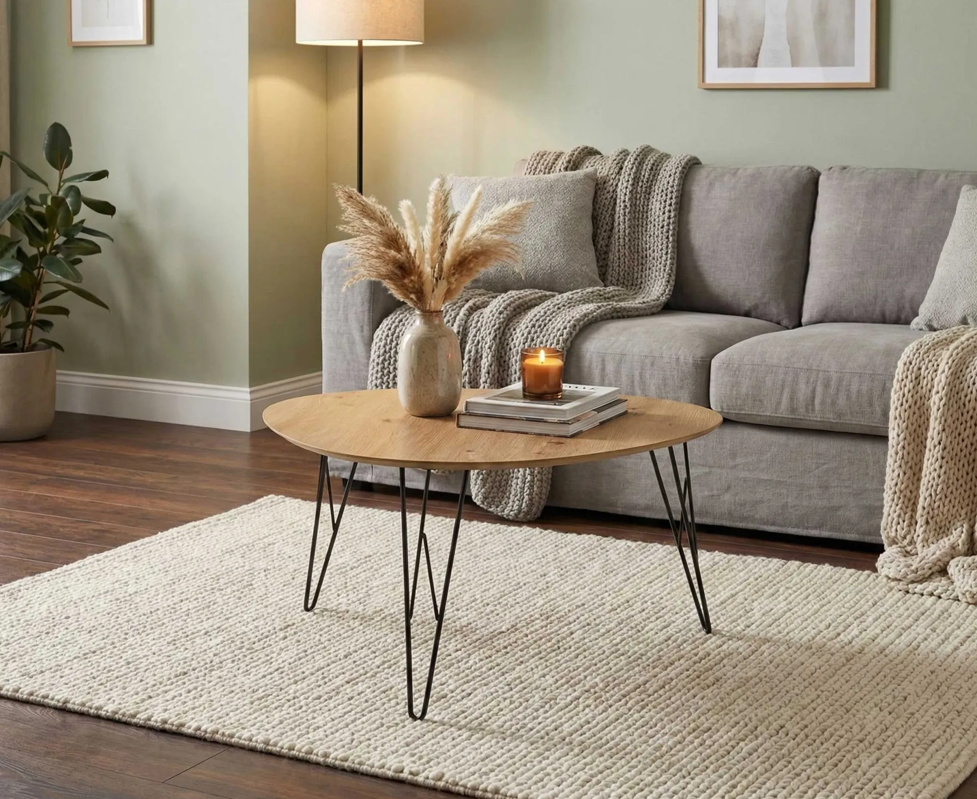 Interlink Couchtisch Ramblas 80x78 - Metall/Eiche