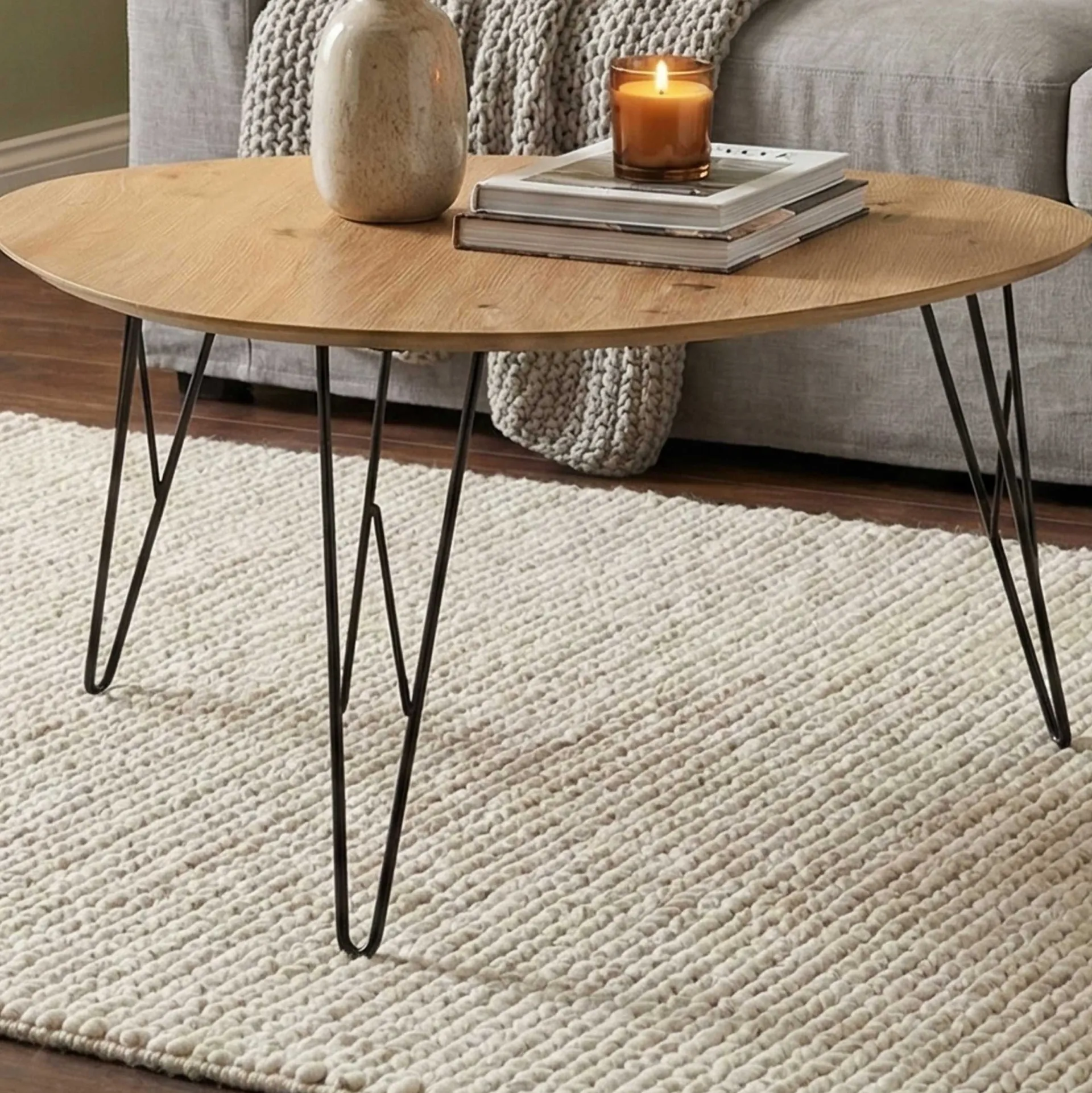 Interlink Couchtisch Ramblas 80x78 - Metall/Eiche