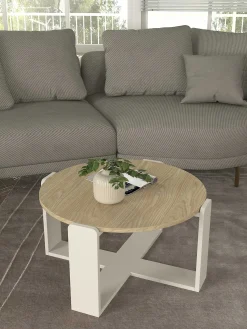 Emob Couchtisch Rebel - Ø70x38cm - weiß/Eiche Dekor