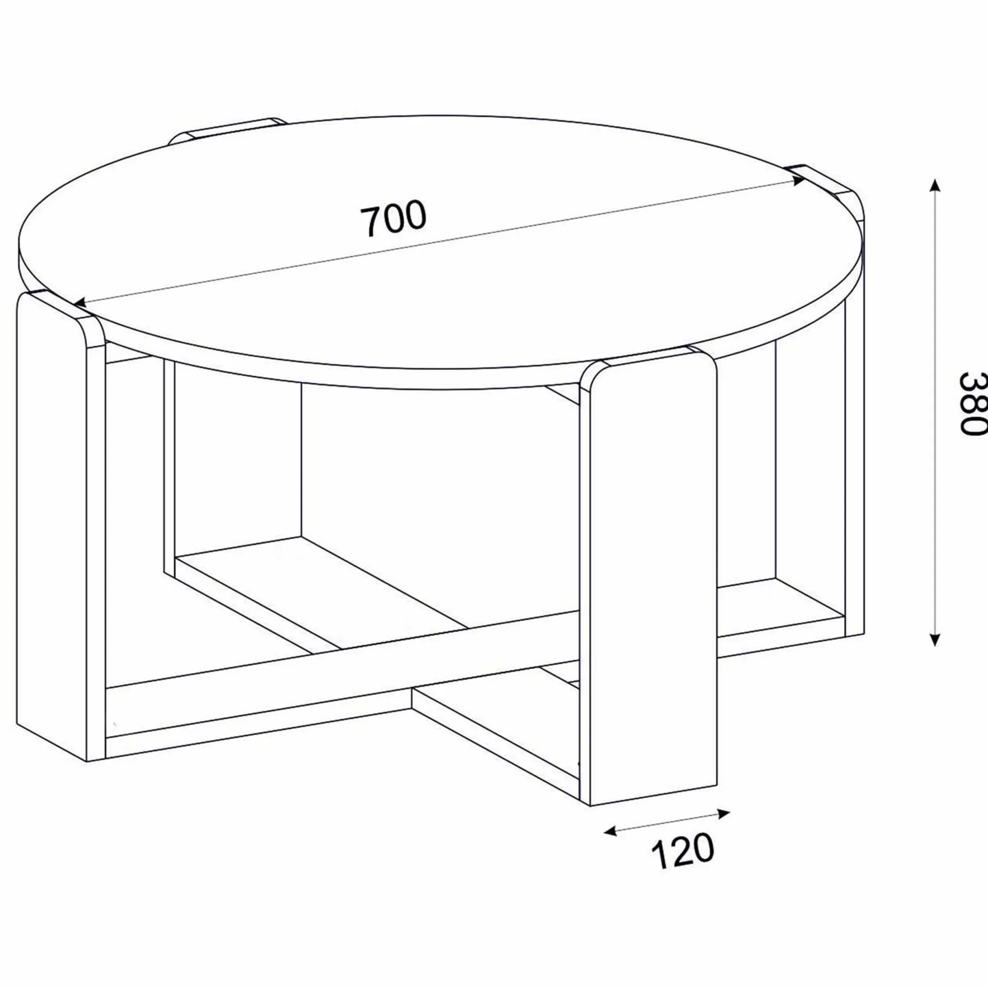 Emob Couchtisch Rebel - Ø70x38cm - weiß/Eiche Dekor