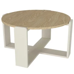 Emob Couchtisch Rebel - Ø70x38cm - weiß/Eiche Dekor