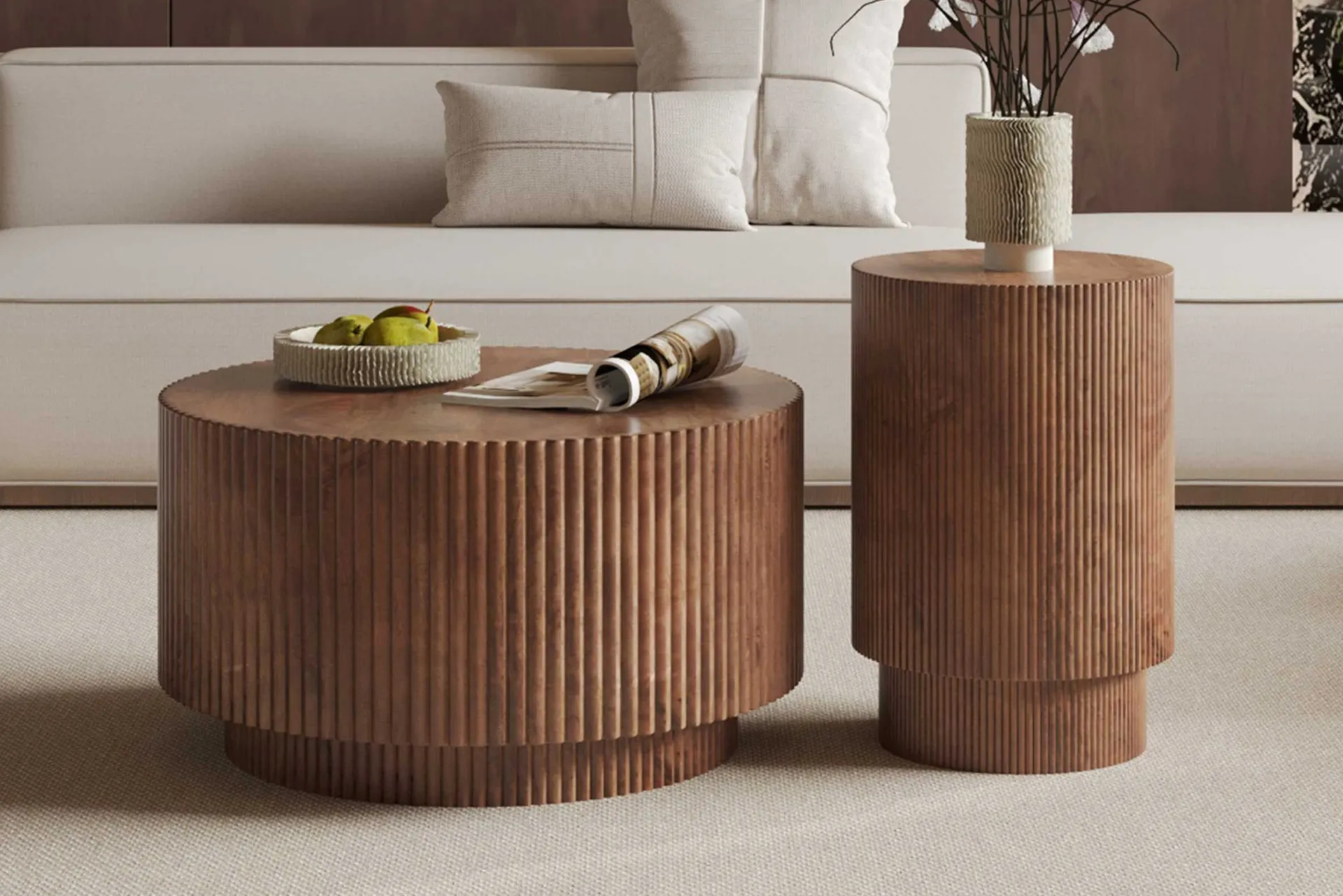 Rousseau Couchtisch Runaway | Ø70 x 38 cm | Mangoholz