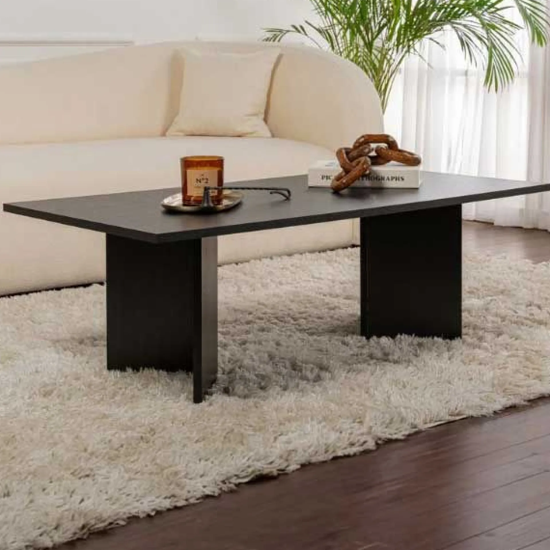 Emob Couchtisch Sabin - 100% MELAMINE - Holz - 40 x 60 x 119 cm