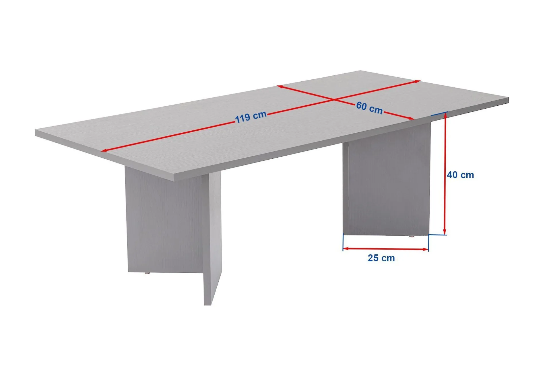 Emob Couchtisch Sabin - 100% MELAMINE - Holz - 40 x 60 x 119 cm