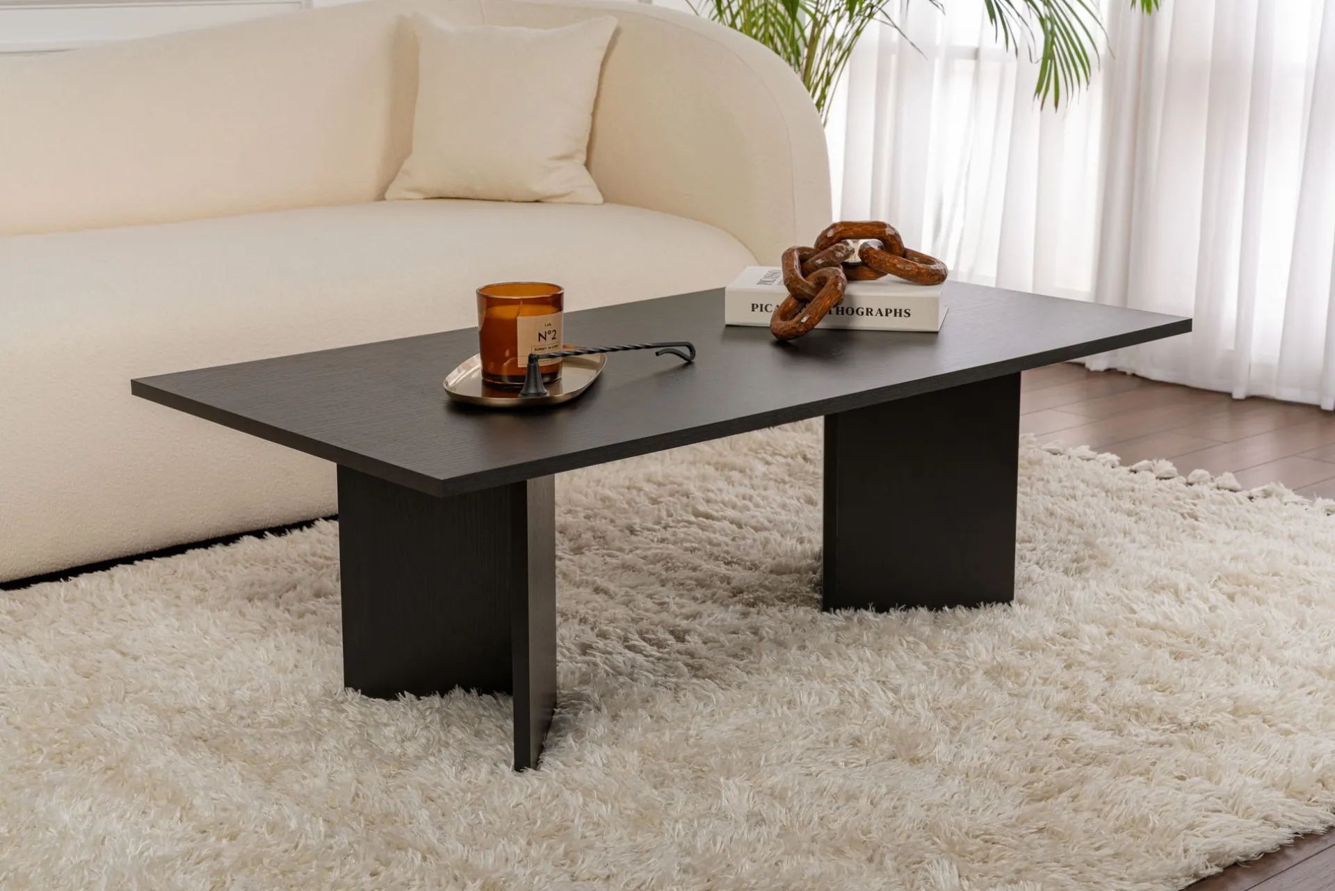 Emob Couchtisch Sabin - 100% MELAMINE - Holz - 40 x 60 x 119 cm