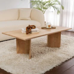 Emob Couchtisch Sabin - 100% MELAMINE - Saphireiche - 40 x 60 x 119 cm