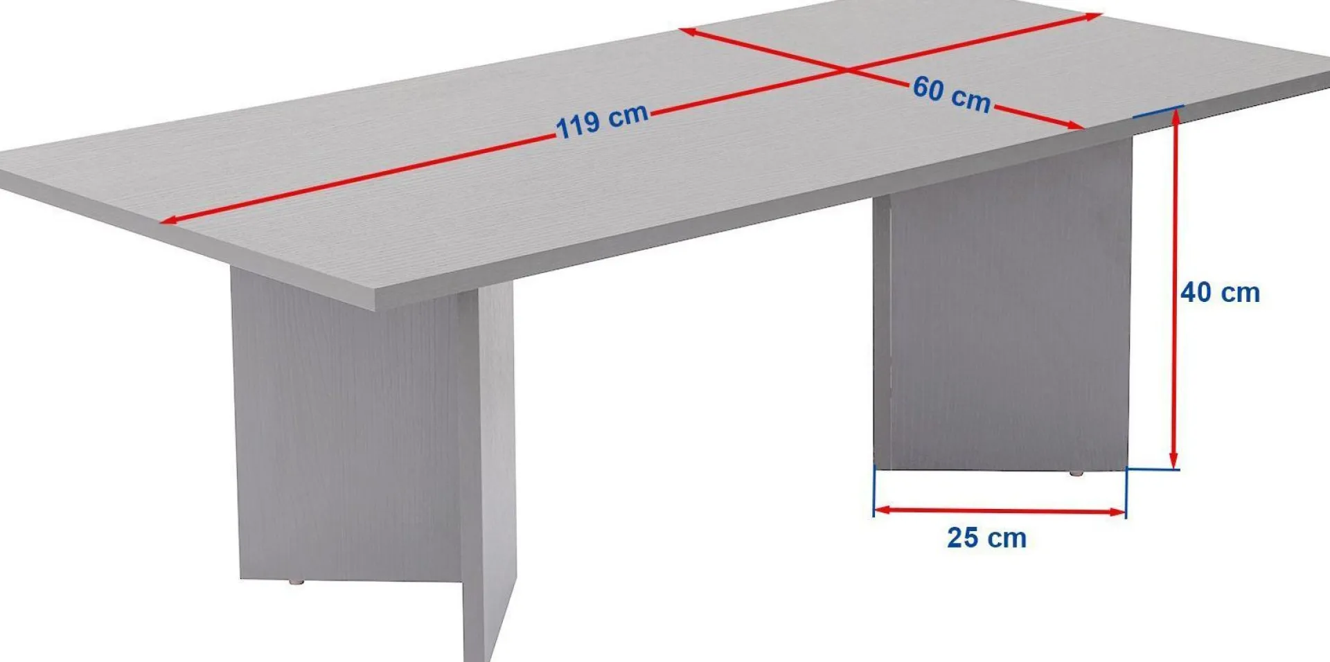 Emob Couchtisch Sabin - 100% MELAMINE - Walnuss - 40 x 60 x 119 cm