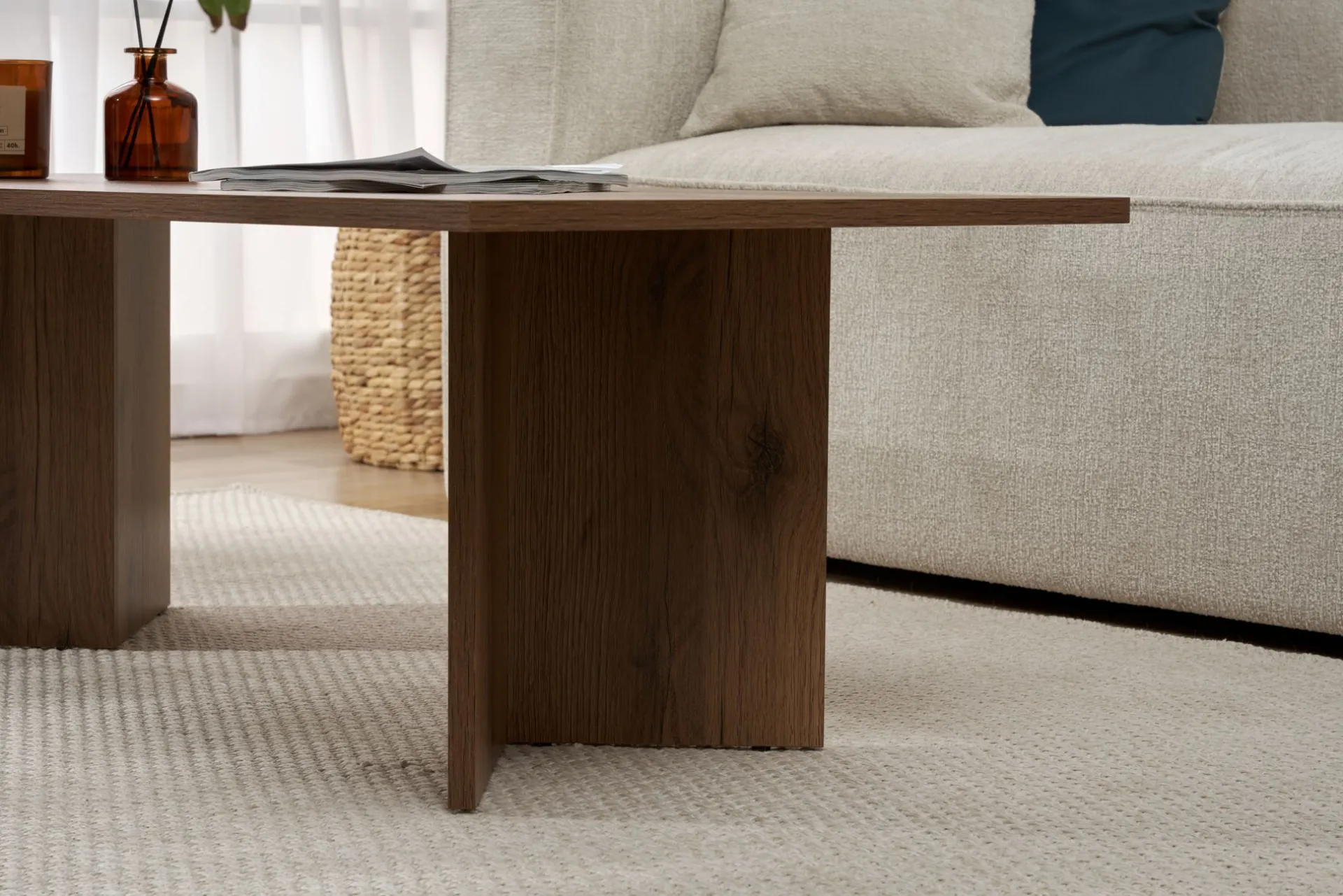 Emob Couchtisch Sabin - 100% MELAMINE - Walnuss - 40 x 60 x 119 cm