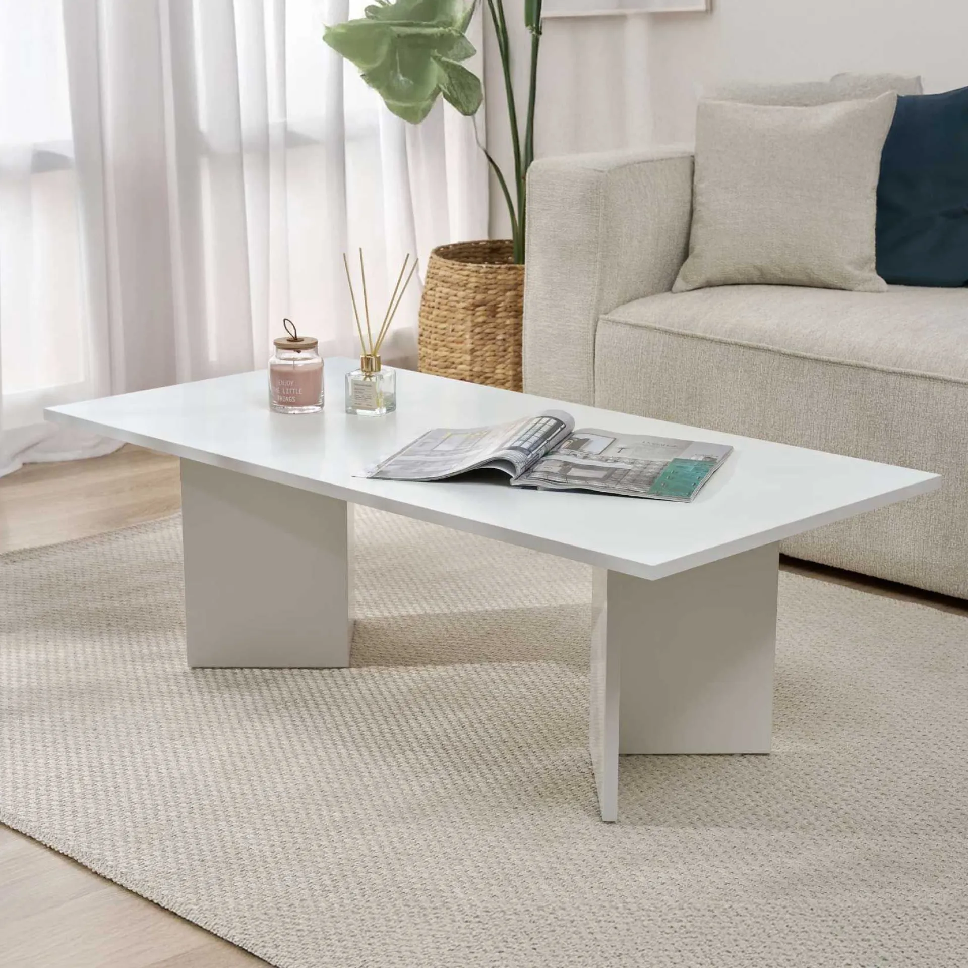 Emob Couchtisch Sabin - 100% MELAMINE - - 40 x 60 x 119 cm