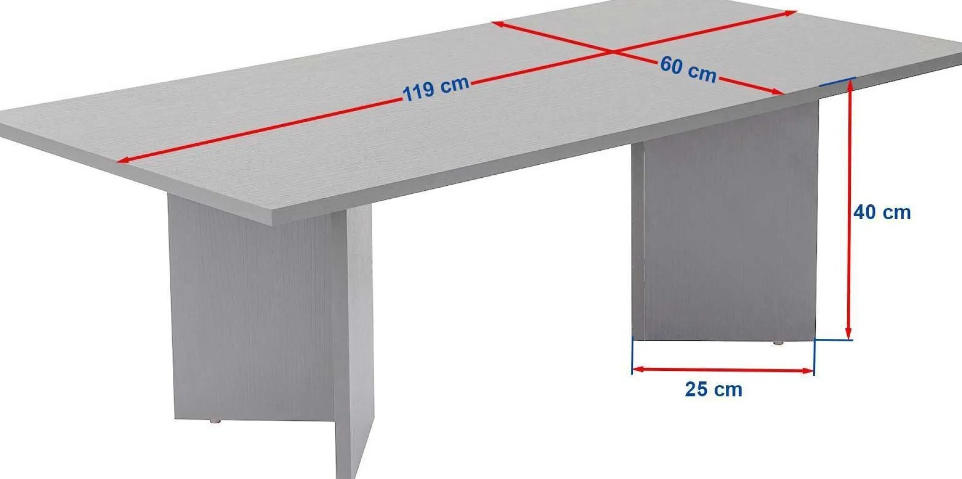 Emob Couchtisch Sabin - 100% MELAMINE - - 40 x 60 x 119 cm