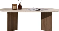 Emob Couchtisch Sable - 100% MELAMINE - Travertin - 40 x 60 x 119 cm