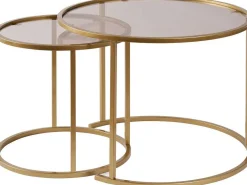 Emob Couchtisch-Set Aurum - 100% TEMPERED GLASS - Gold - 43 x 60 x 60 cm