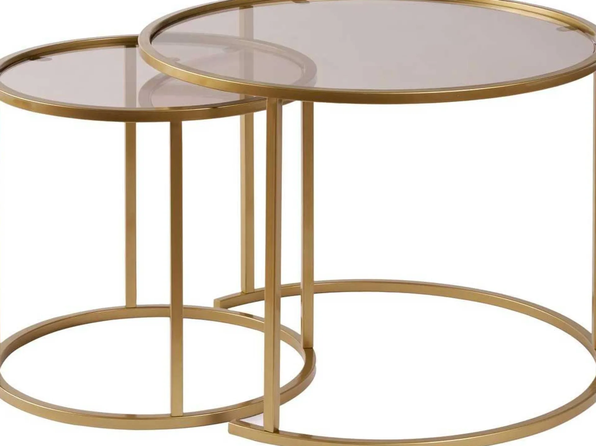 Emob Couchtisch-Set Aurum - 100% TEMPERED GLASS - Gold - 43 x 60 x 60 cm