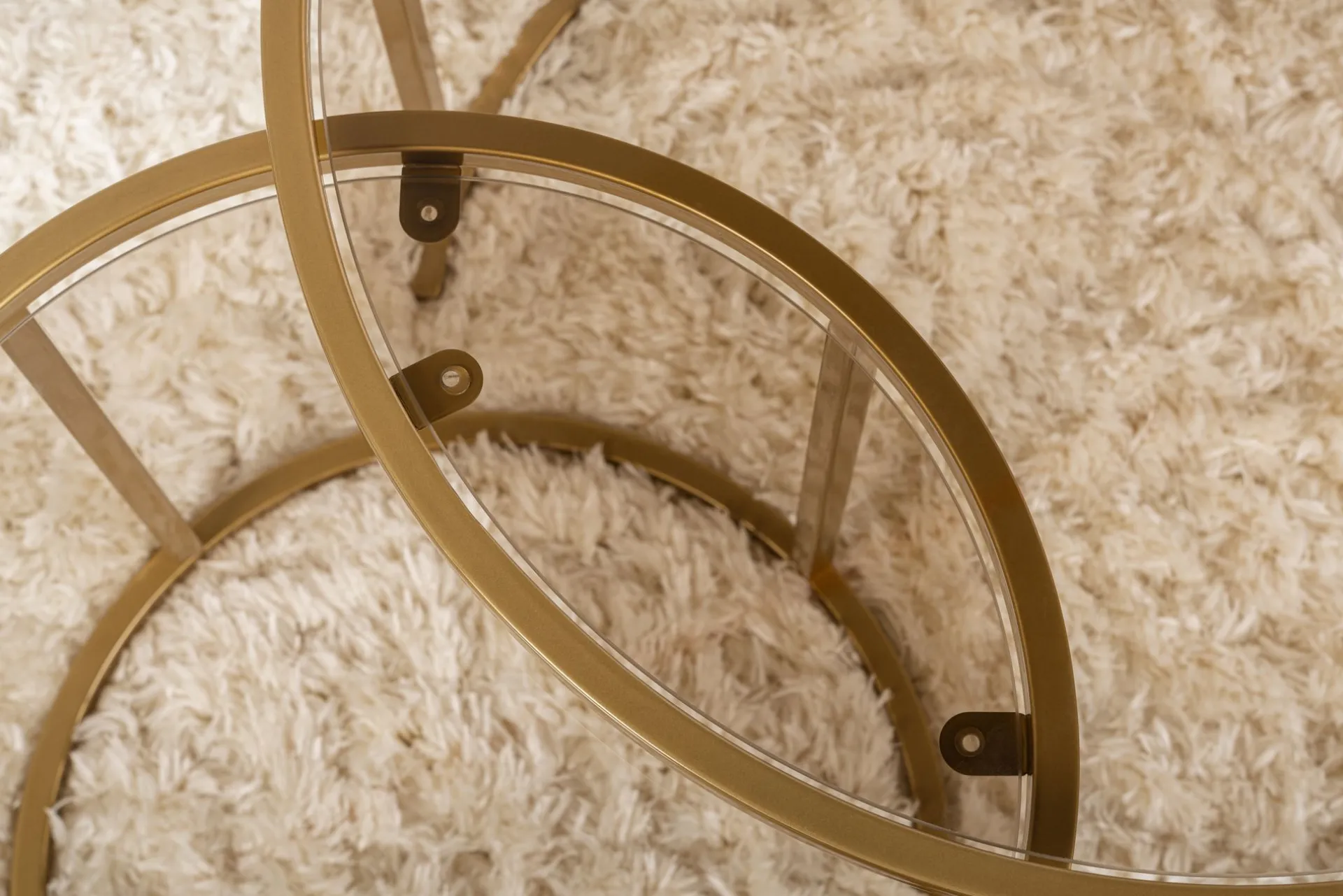 Emob Couchtisch-Set Aurum - 100% TEMPERED GLASS - Gold - 43 x 60 x 60 cm