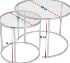 Emob Couchtisch-Set Aurum - 100% TEMPERED GLASS - Gold - 43 x 60 x 60 cm
