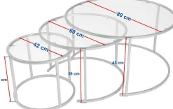 Emob Couchtisch-Set Aurum - 100% TEMPERED GLASS - Schwarz - 43 x 80 x 80 cm